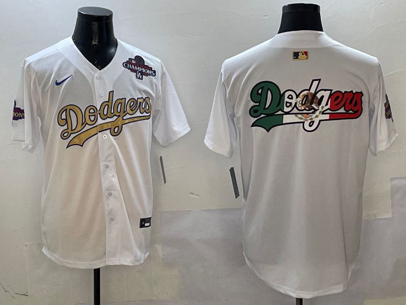 Men Los Angeles Dodgers Blank White Champion gold character 2025 Nike MLB Jersey style 8